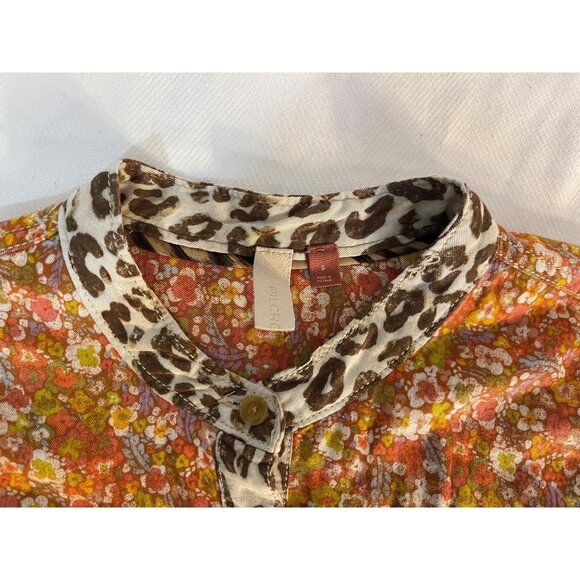 Anthropologie Pilcro Mixed Animal Floral Print Long Sleeve Western buttons Sz M - Picture 2 of 10